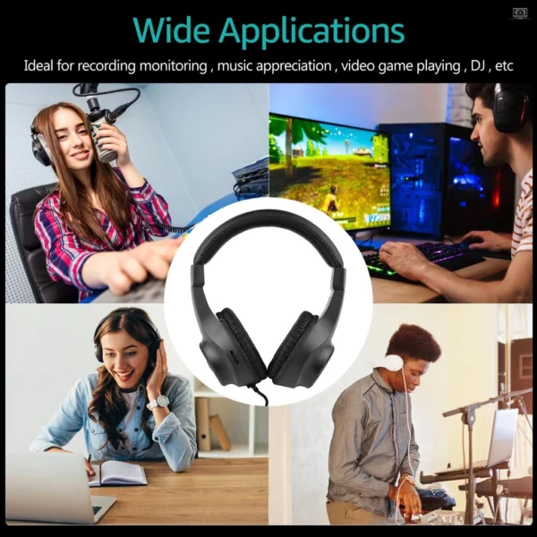 Wired Stereo Over-Ear Monitor Headphones 50mm Driver 6.5mm Plug Studio Recording Music Headset