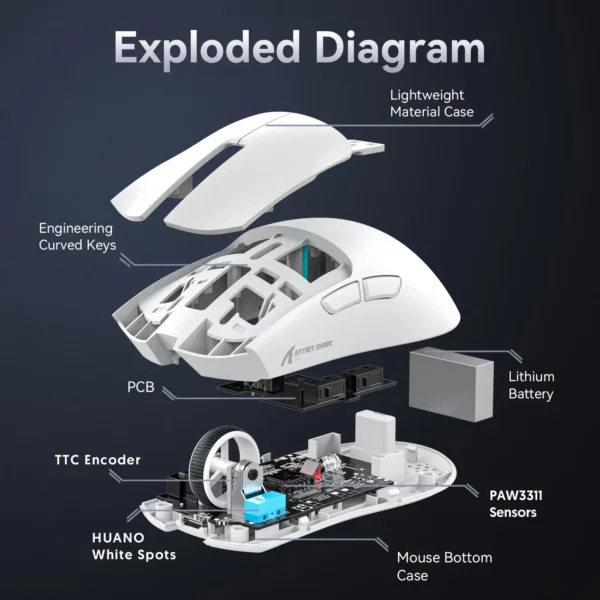 Attack Shark X11 Wireless Gaming Mouse Bluetooth 2.4G RGB PAW3311 Sensor 400 IPS