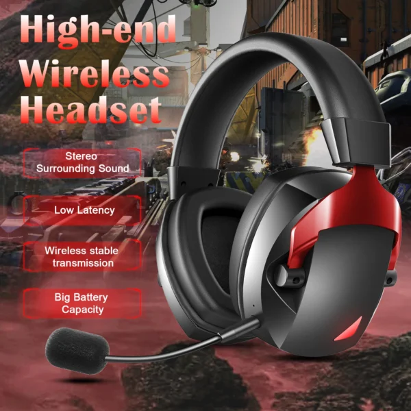 Sa52c82c59fcc4390b82b14b38542b4fbH.webp Wireless Gaming Headset 2.4G Bluetooth USB 3.5mm 3-Mode with Detachable Noise Cancelling Mic