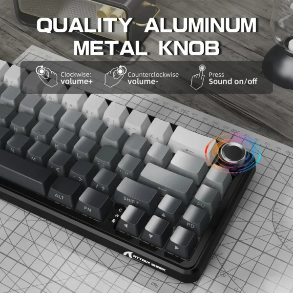 Attack Shark X66 Wireless Mechanical Gaming Keyboard Gasket Mount RGB Backlit PBT Keycaps Volume Knob