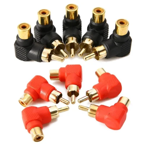 be04d93c81749c1dae24c4476f0619fd.webp RCA Male to Female Right Angle Adapter Audio Video Connector 90 Degree