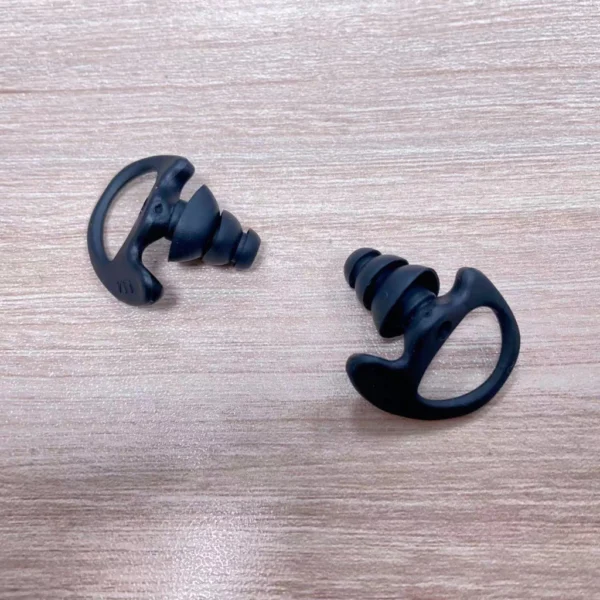 1 Pair Triple Flange Noise Reduction Earbuds for Shooting Concert Two-Way Radio Black