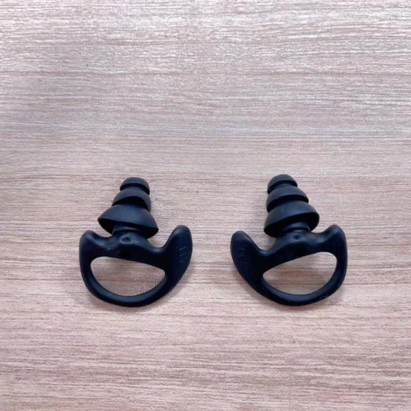 1 Pair Triple Flange Noise Reduction Earbuds for Shooting Concert Two-Way Radio Black