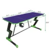FUSLITE 160cm Gaming Desk Z-Shaped Computer Table with Cup Holder Headphone Hook & Cable Management