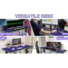 FUSLITE 160cm Gaming Desk Z-Shaped Computer Table with Cup Holder Headphone Hook & Cable Management