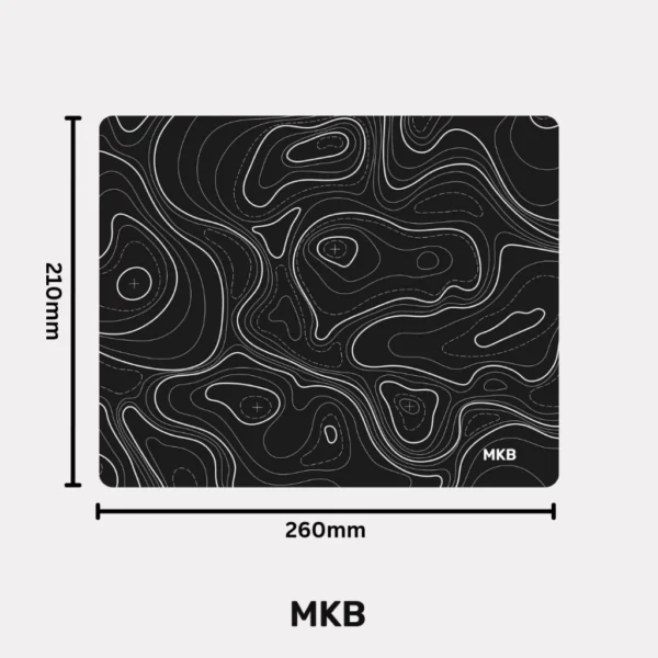MKB Topography Waterproof Desk Mat Large Mouse Pad Black White Laser Pattern