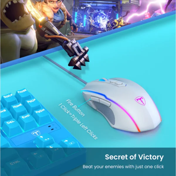 VicTsing T16 Wired Gaming Mouse 8 Programmable Buttons 7200 DPI USB RGB Mouse for PC