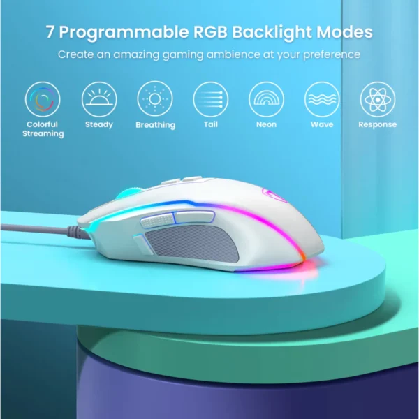 VicTsing T16 Wired Gaming Mouse 8 Programmable Buttons 7200 DPI USB RGB Mouse for PC
